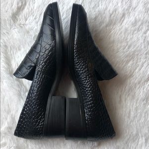 Tony Bianco black crocodile slip-on loafers